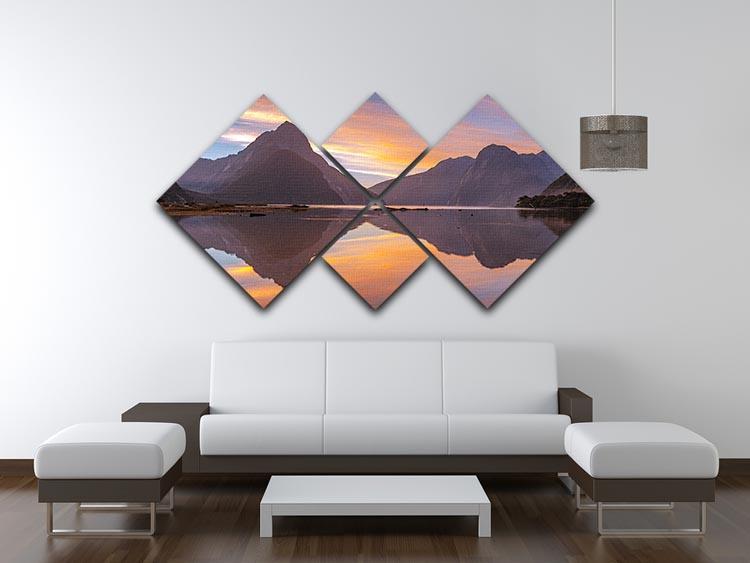 High Mountain Glacier at Milford Sound 4 Square Multi Panel Canvas artwork showcasing stunning glacier landscape in four panels.