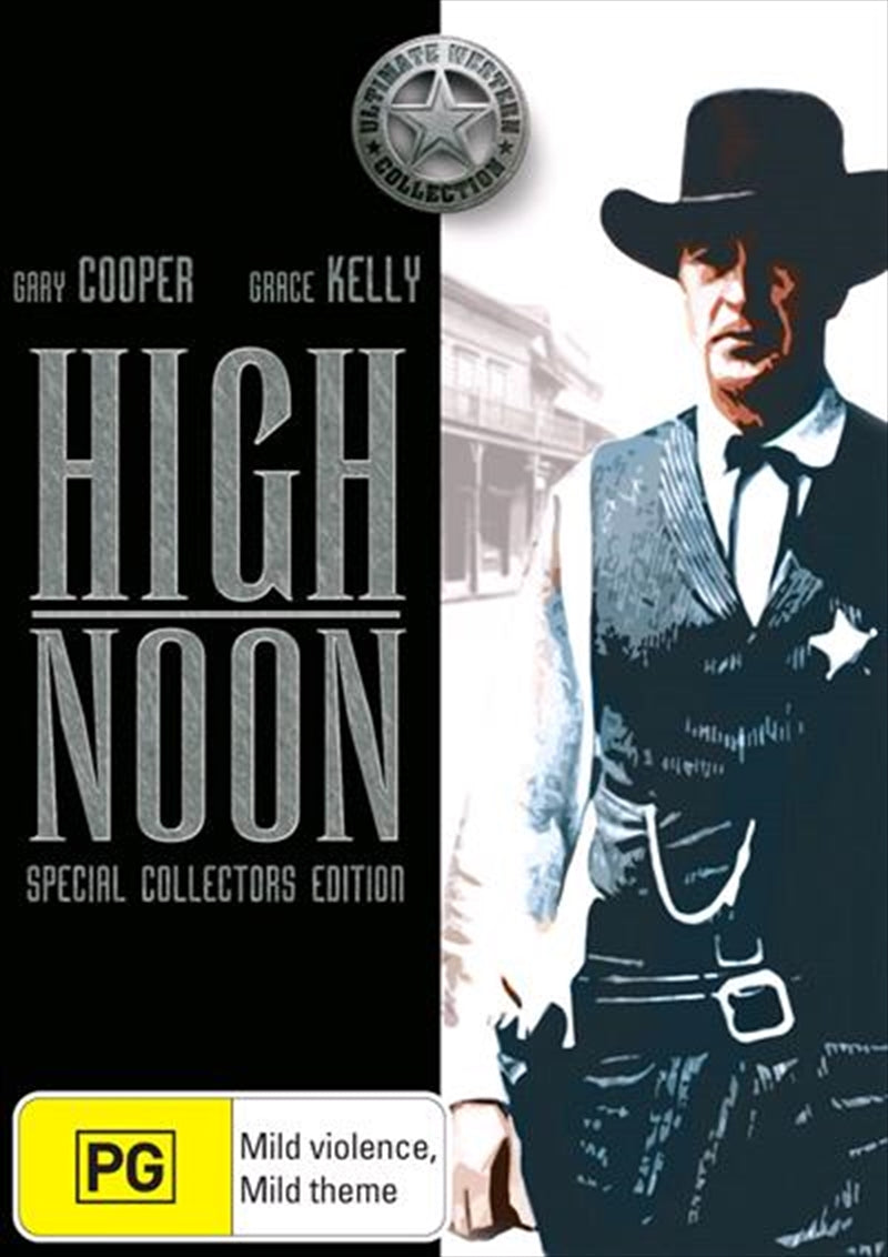 High Noon DVD cover featuring Gary Cooper and Grace Kelly in a dramatic Western setting.