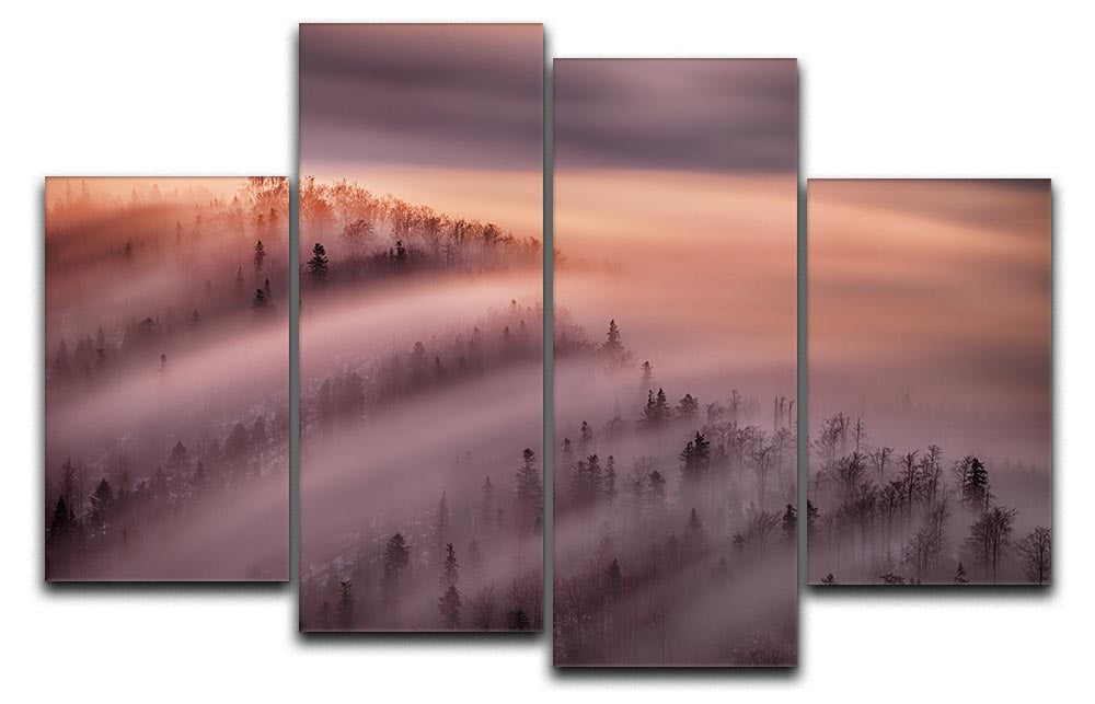 High Tide 4 Split Panel Canvas artwork featuring a vibrant ocean scene divided into four panels, creating a dynamic visual effect.