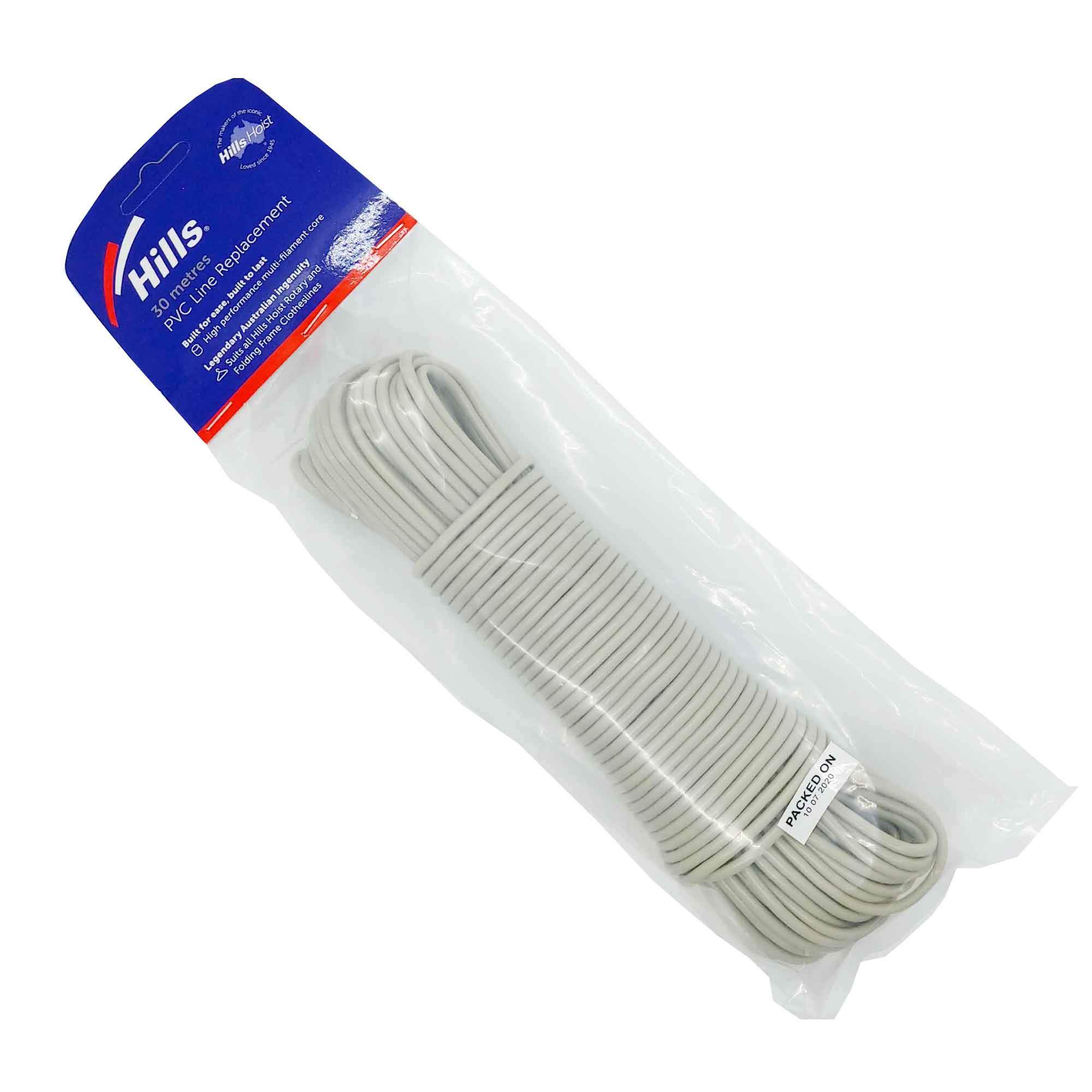 Hills 30m PVC Line Replacement Cord Wire in beige color, designed for folding frame clotheslines, showcasing its durable and weather-resistant features.
