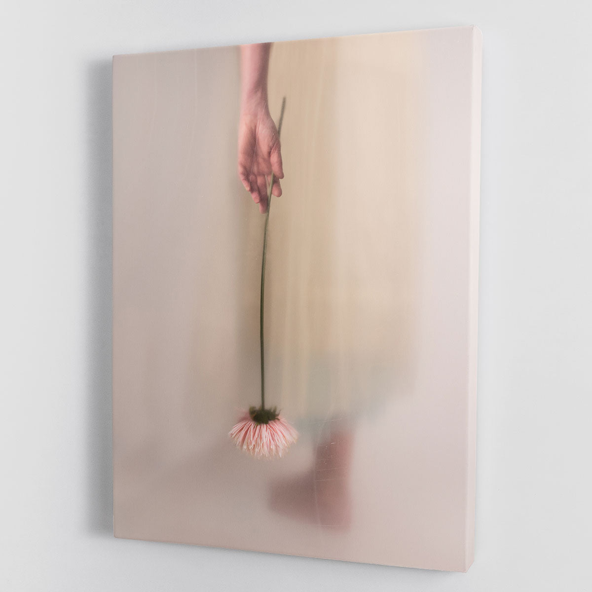 A beautiful canvas print featuring a delicate pink flower, enhancing any decor with elegance.