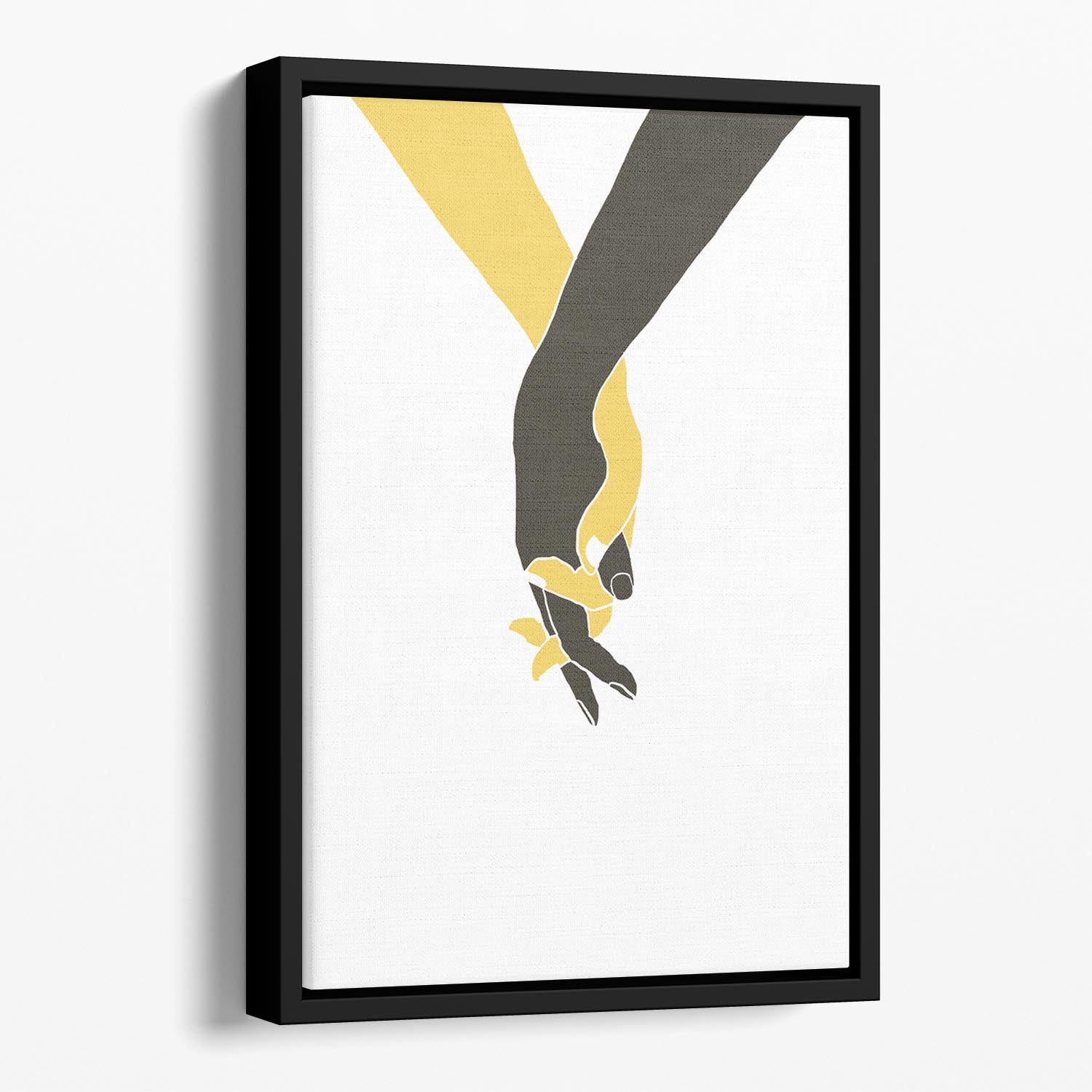 Holding Hands Floating Framed Canvas featuring vibrant abstract art in a handcrafted wooden frame, ideal for contemporary home decor.