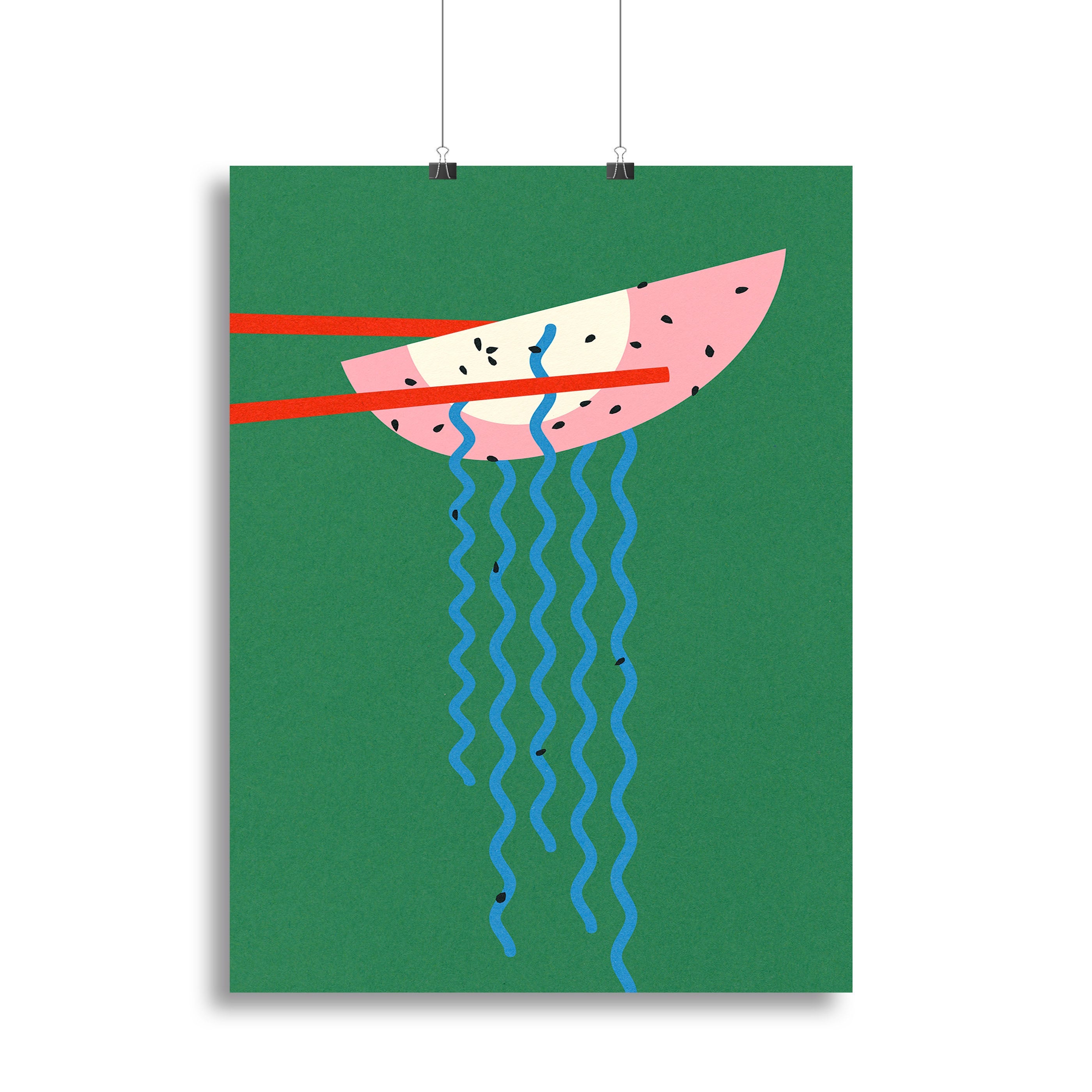 A vibrant canvas print featuring Hollywood Ramen, showcasing colorful noodles and iconic Hollywood elements.