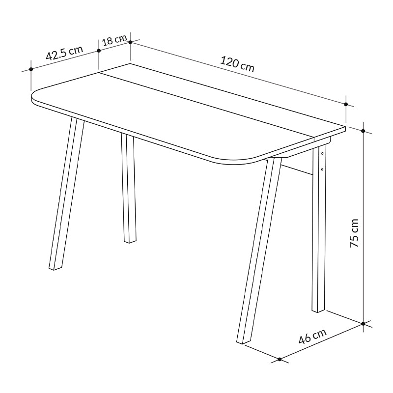 Home Desk GIULIA in grey and white, featuring a sleek melamine surface and modern design, dimensions 120x60x75 cm.