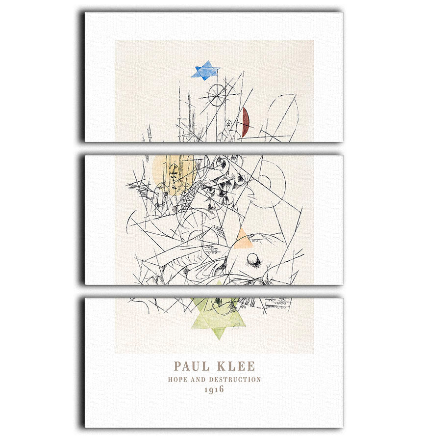 Hope and Destruction 1916 No.2 3 Split Panel Canvas Print showcasing vibrant colors and abstract design.