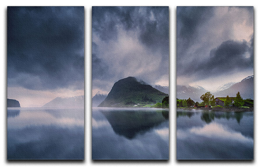 Hornindalsvatn II 3-panel canvas print showcasing vibrant colors and elegant design, perfect for home decor.