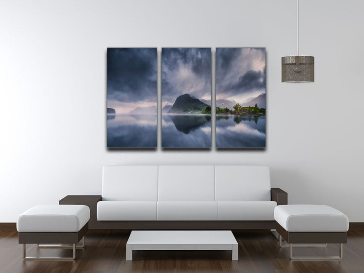 Hornindalsvatn II 3-panel canvas print showcasing vibrant colors and elegant design, perfect for home decor.