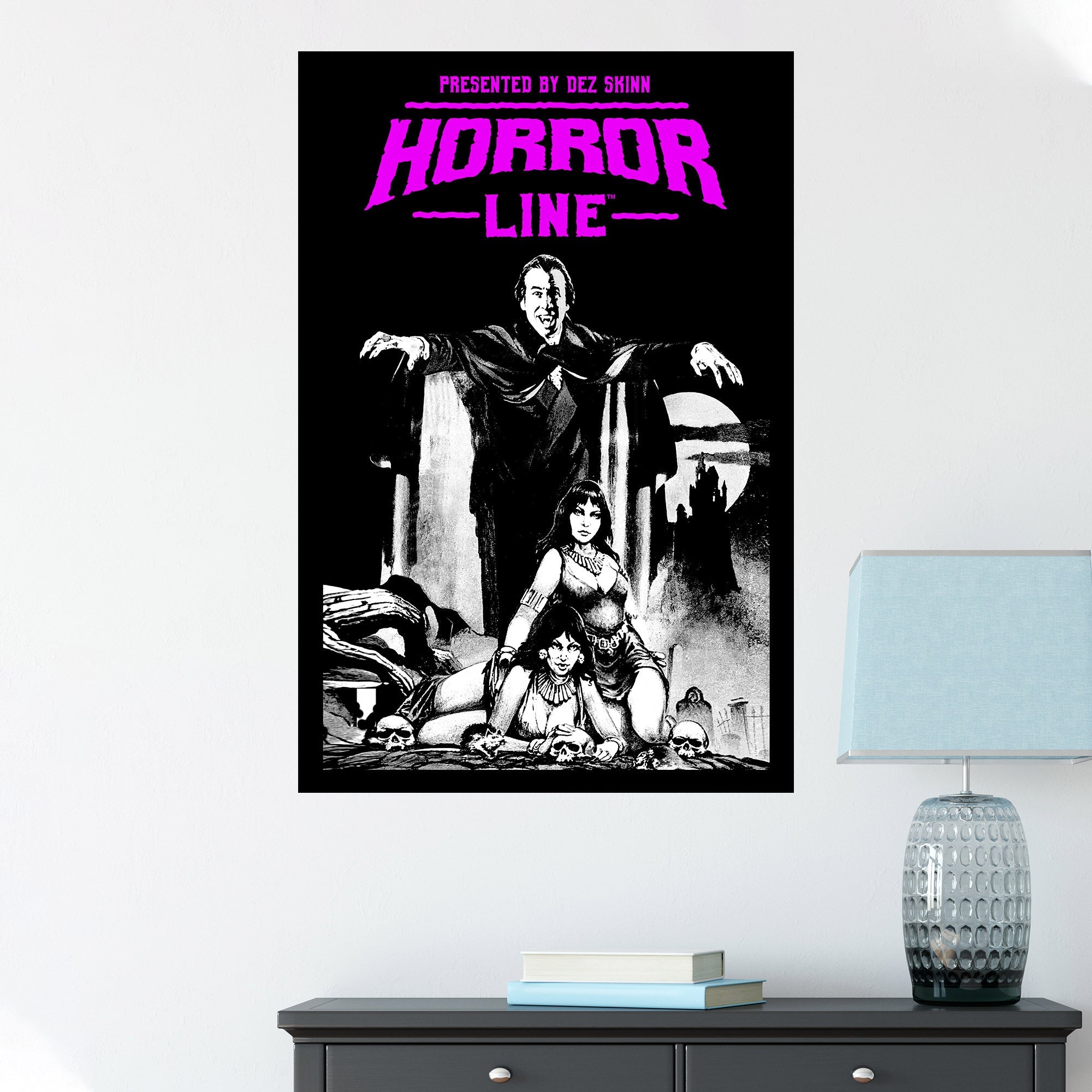 Horror Line Dracula Wall Art featuring a striking vampire design on canvas, perfect for spooky decor.