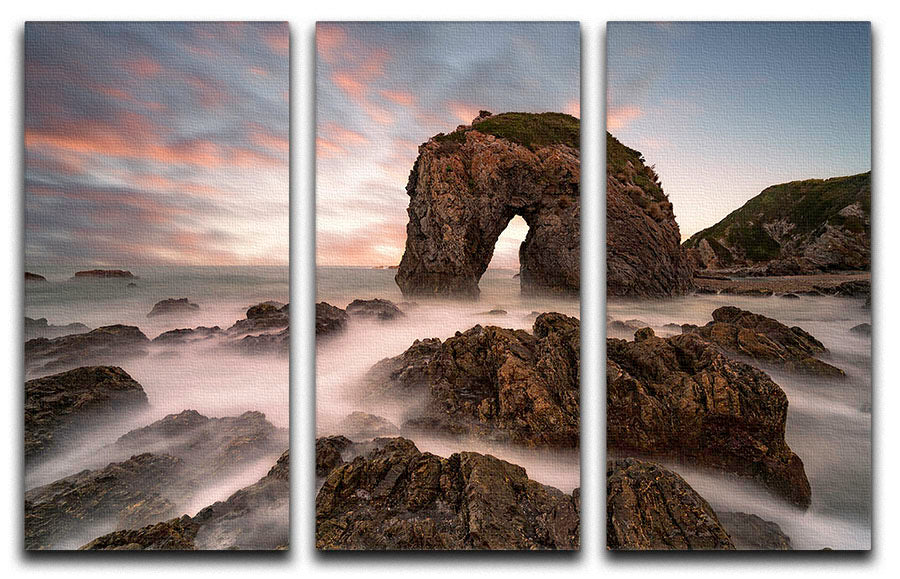 A beautiful 3-panel canvas print featuring Horse Head Rock, showcasing vibrant colors and intricate details, perfect for home decor.