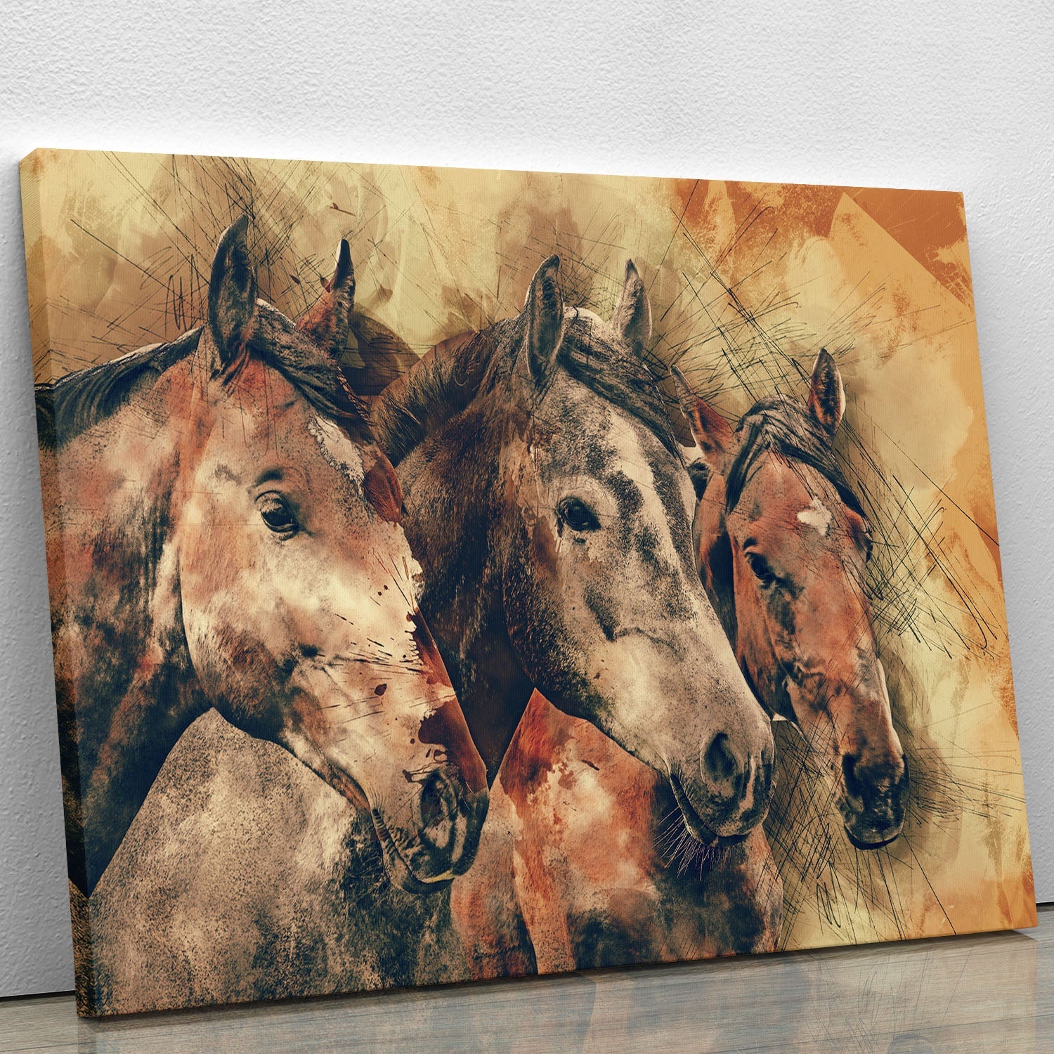 A beautiful horse painting canvas print showcasing a majestic horse in a serene landscape, perfect for home decor.