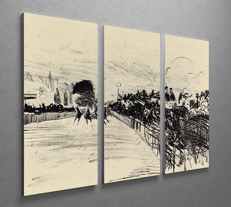 Three-panel canvas print featuring horse racing by Manet, showcasing vibrant colors and intricate details.
