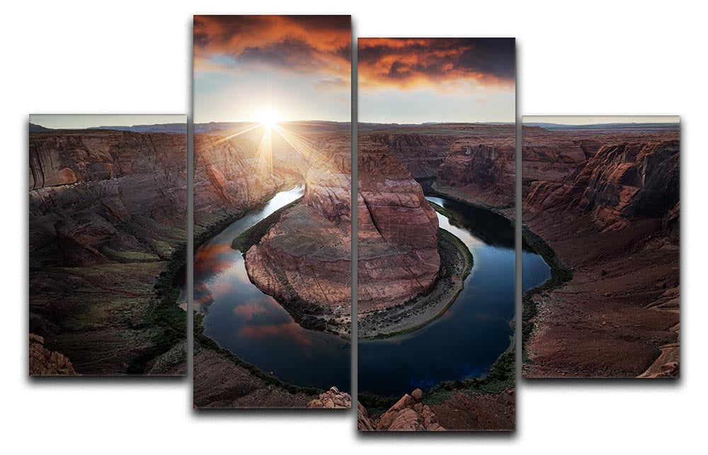 Horseshoe Bend 4 Split Panel Canvas artwork showcasing a beautiful landscape divided into four sections.