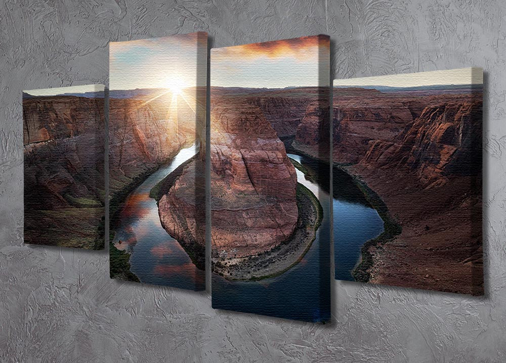 Horseshoe Bend 4 Split Panel Canvas artwork showcasing a beautiful landscape divided into four sections.