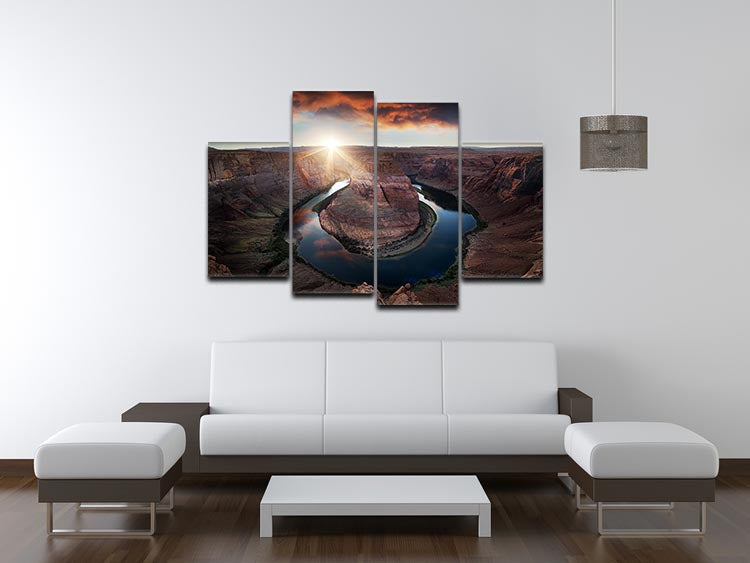 Horseshoe Bend 4 Split Panel Canvas artwork showcasing a beautiful landscape divided into four sections.