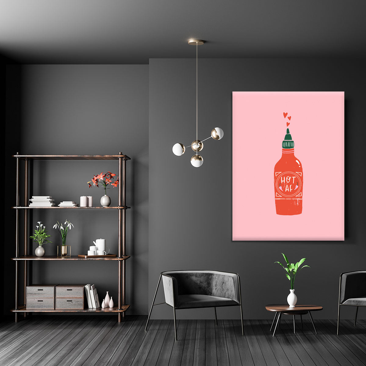 A vibrant Hot Af Canvas Print showcasing modern abstract art, perfect for home or office decor.