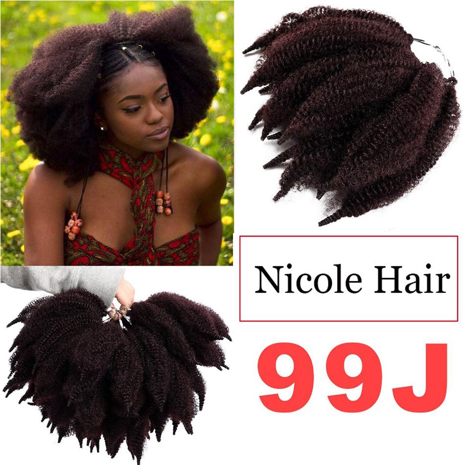 8 Inch Soft Marley Braids Hair in afro kinky curly texture, showcasing 14 strands per pack for a full head look.