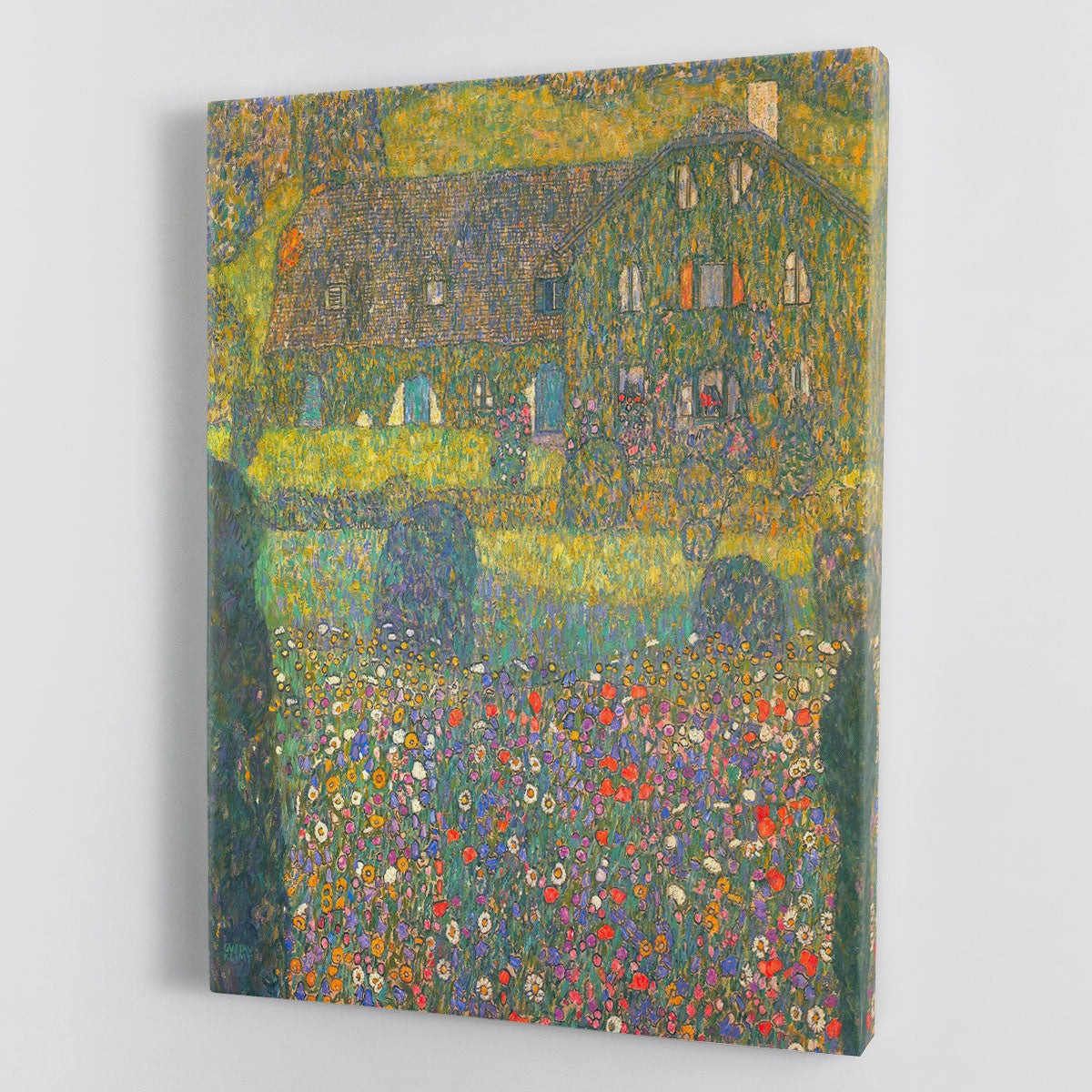 House in Attersee by Klimt canvas print showcasing vibrant colors and intricate patterns, perfect for home decor.