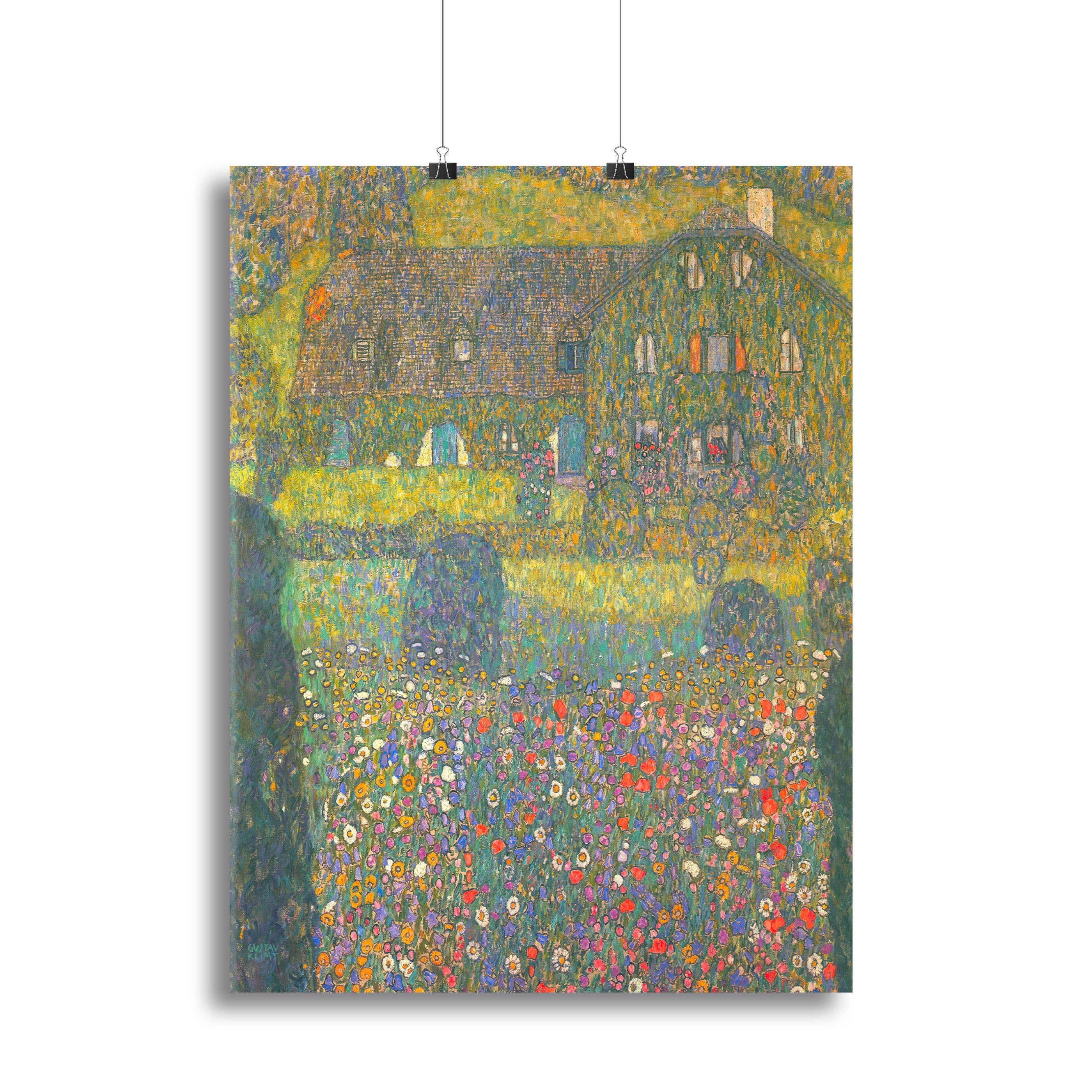House in Attersee by Klimt canvas print showcasing vibrant colors and intricate patterns, perfect for home decor.