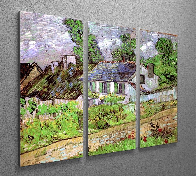 Houses in Auvers 2 by Van Gogh 3 Split Panel Canvas Print showcasing vibrant colors and intricate details across three panels.
