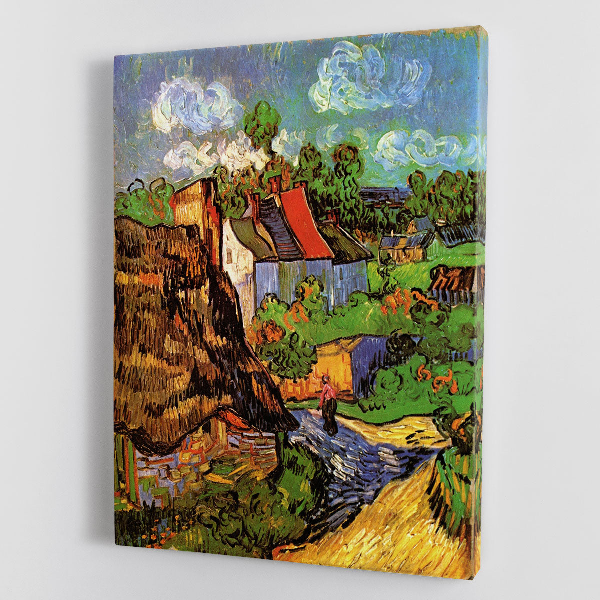 Canvas print of Van Gogh's Houses in Auvers, showcasing vibrant colors and intricate details of the rural landscape.