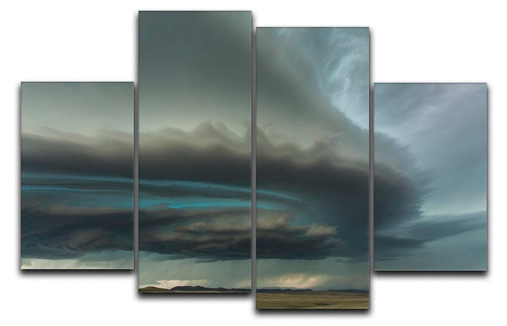 Huge Supercell 4 Split Panel Canvas artwork displayed in a modern living room, showcasing vibrant colors and dynamic design.