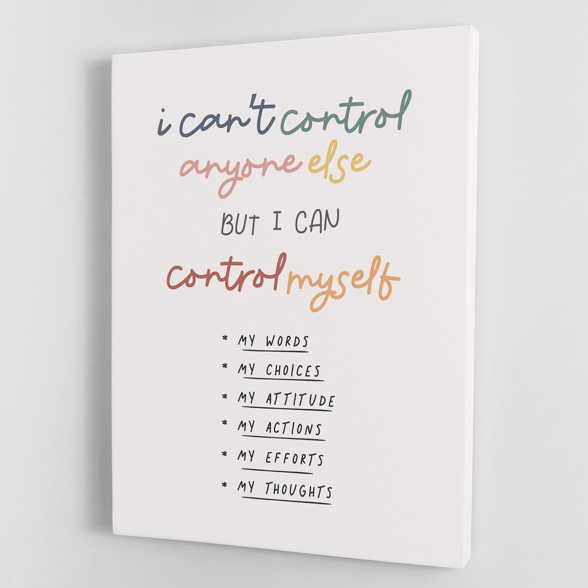 I Can Control Myself canvas print featuring motivational design, perfect for home or office decor.