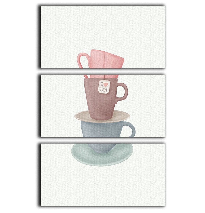 I Love TEA 3 Split Panel Canvas Print showcasing vibrant colors and elegant design, perfect for home decor.