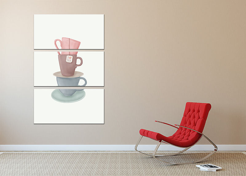 I Love TEA 3 Split Panel Canvas Print showcasing vibrant colors and elegant design, perfect for home decor.