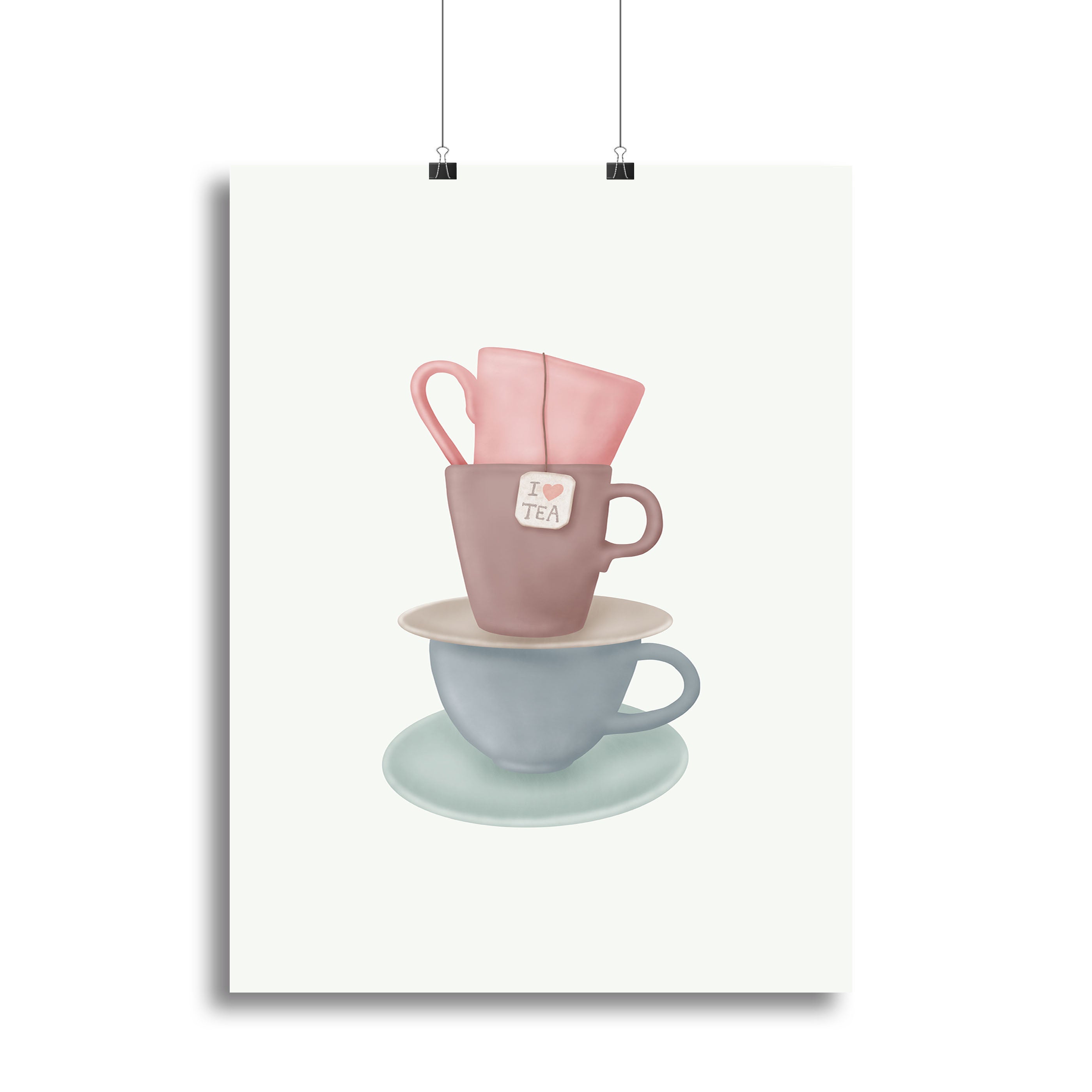 I Love TEA canvas print featuring elegant typography and tea-themed design, perfect for home decor.