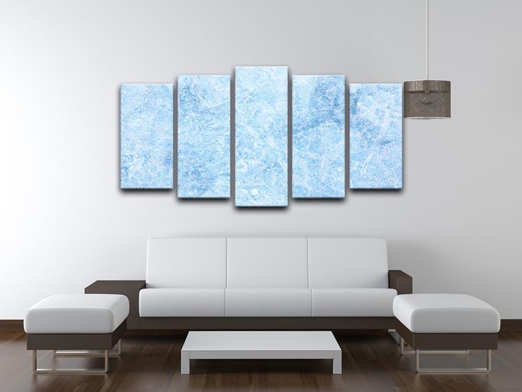 A beautiful 5-split canvas artwork depicting the icy landscape of Baikal Lake, showcasing vibrant colors and intricate details across five panels.