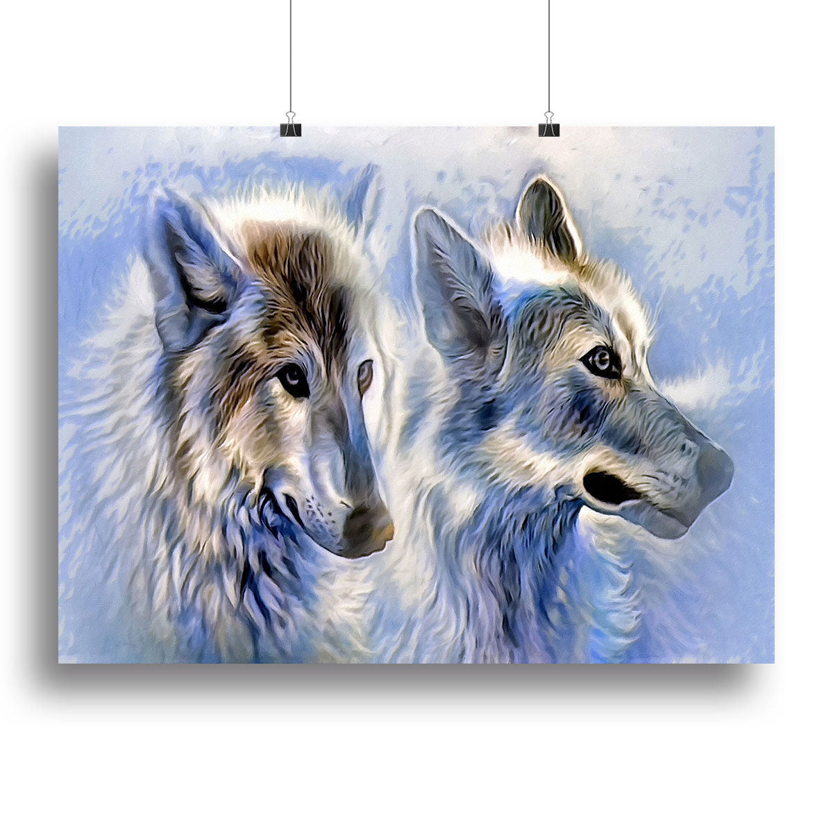 A captivating Ice Wolf painting on canvas, showcasing the majestic wolf in a serene natural setting, perfect for home decor.