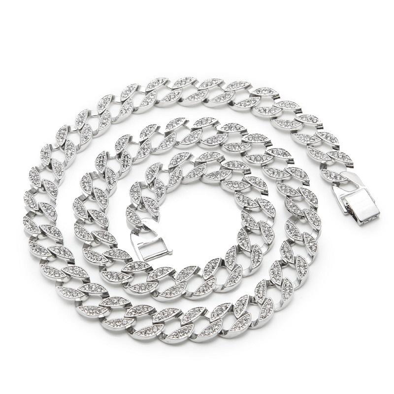 Iced Out Chains Hip Hop Jewelry for men featuring rhinestones and crystals in a stylish Cuban link design.