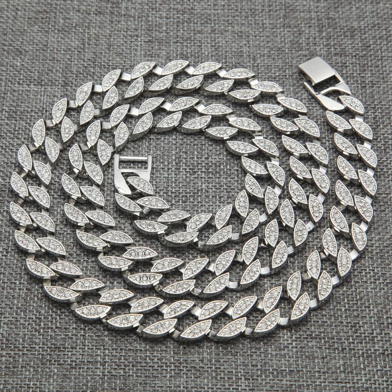 Iced Out Chains Hip Hop Jewelry for men featuring rhinestones and crystals in a stylish Cuban link design.