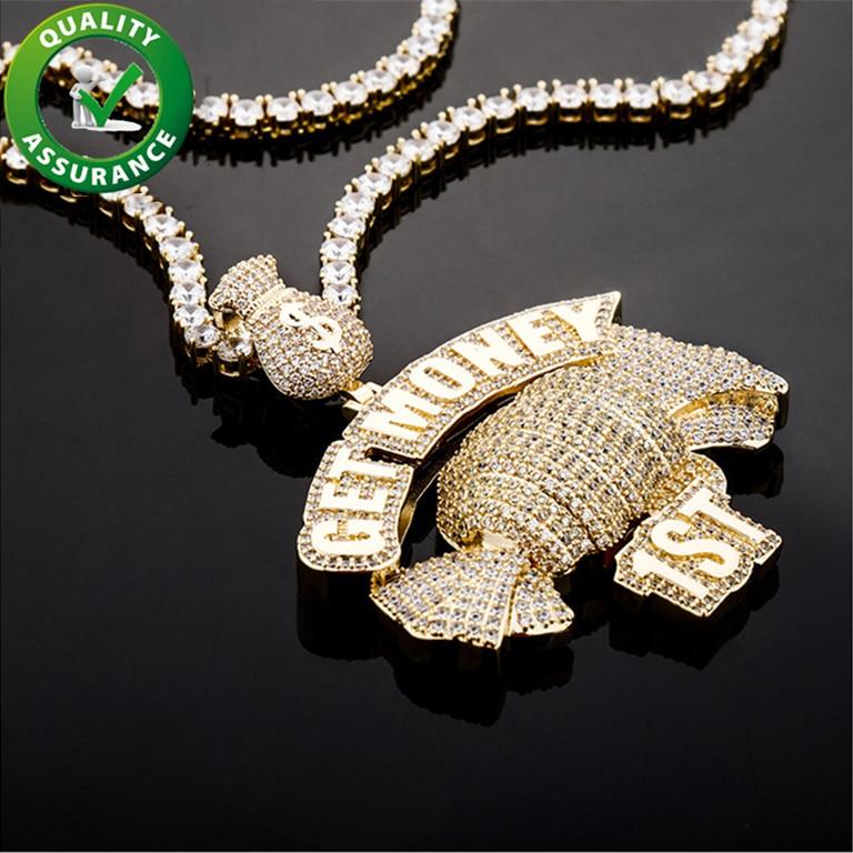 Iced Out Pendant Hip Hop Bling Jewelry featuring dazzling cubic zirconia stones and luxurious gold plating, suitable for men and women.