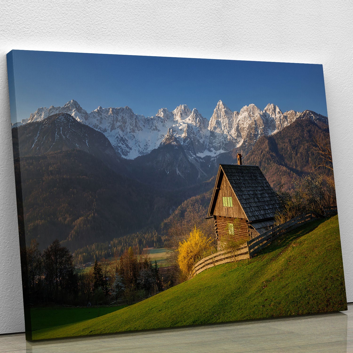 Idyllic Scenery Canvas Print featuring a serene landscape with vibrant colors and intricate details, perfect for home or office decor.