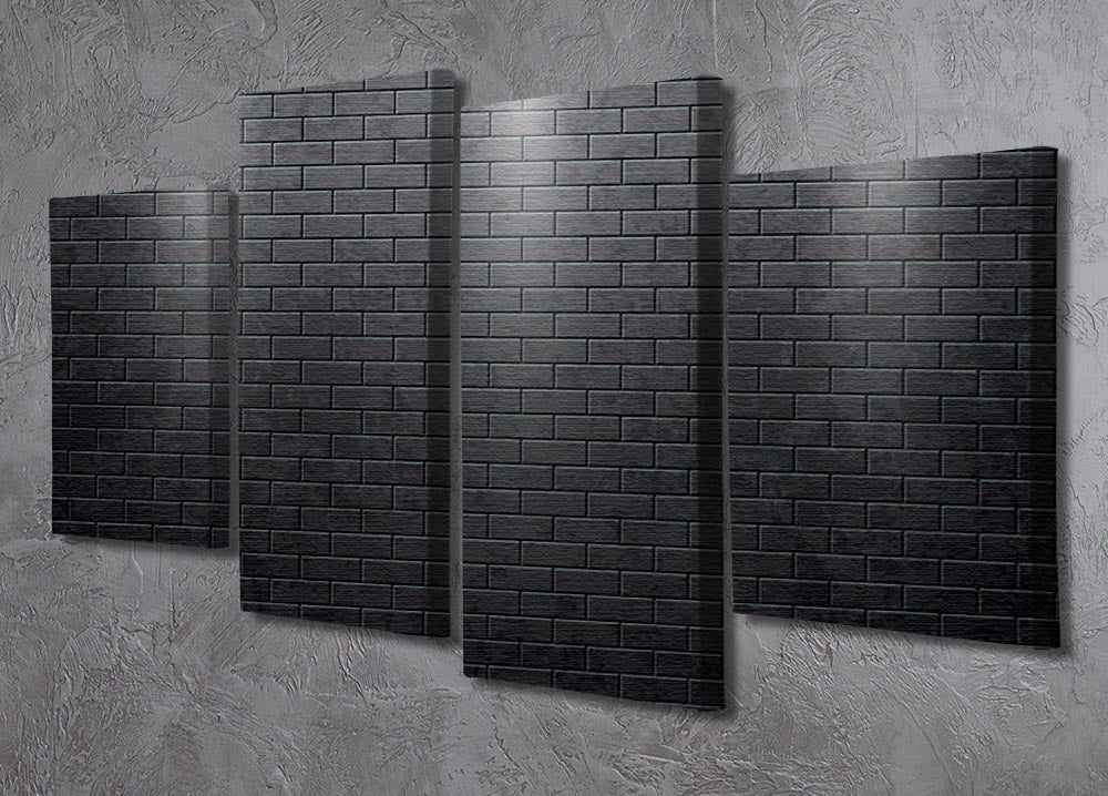 A modern 4-split canvas artwork featuring a black brick wall design, showcasing four equal panels arranged together.
