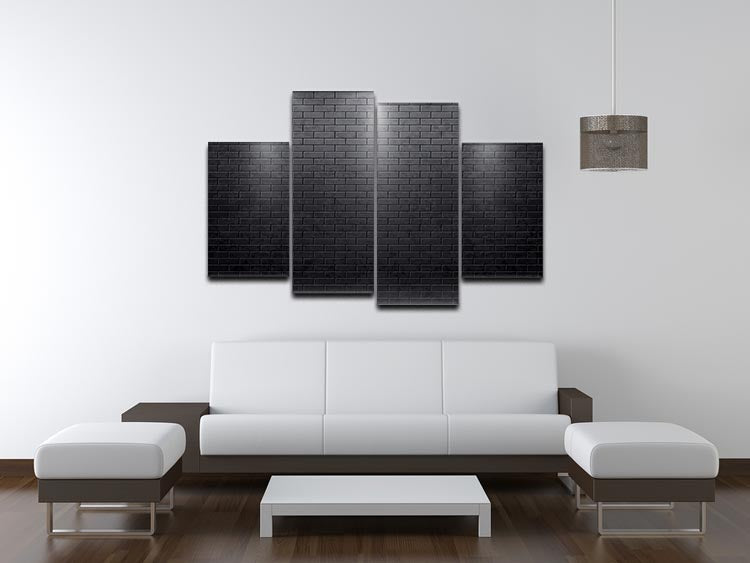 A modern 4-split canvas artwork featuring a black brick wall design, showcasing four equal panels arranged together.