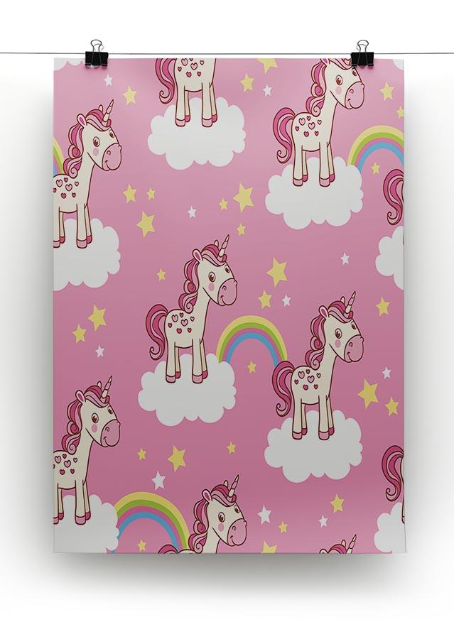 Canvas print featuring majestic horses floating in fluffy clouds, creating a serene and dreamlike atmosphere.