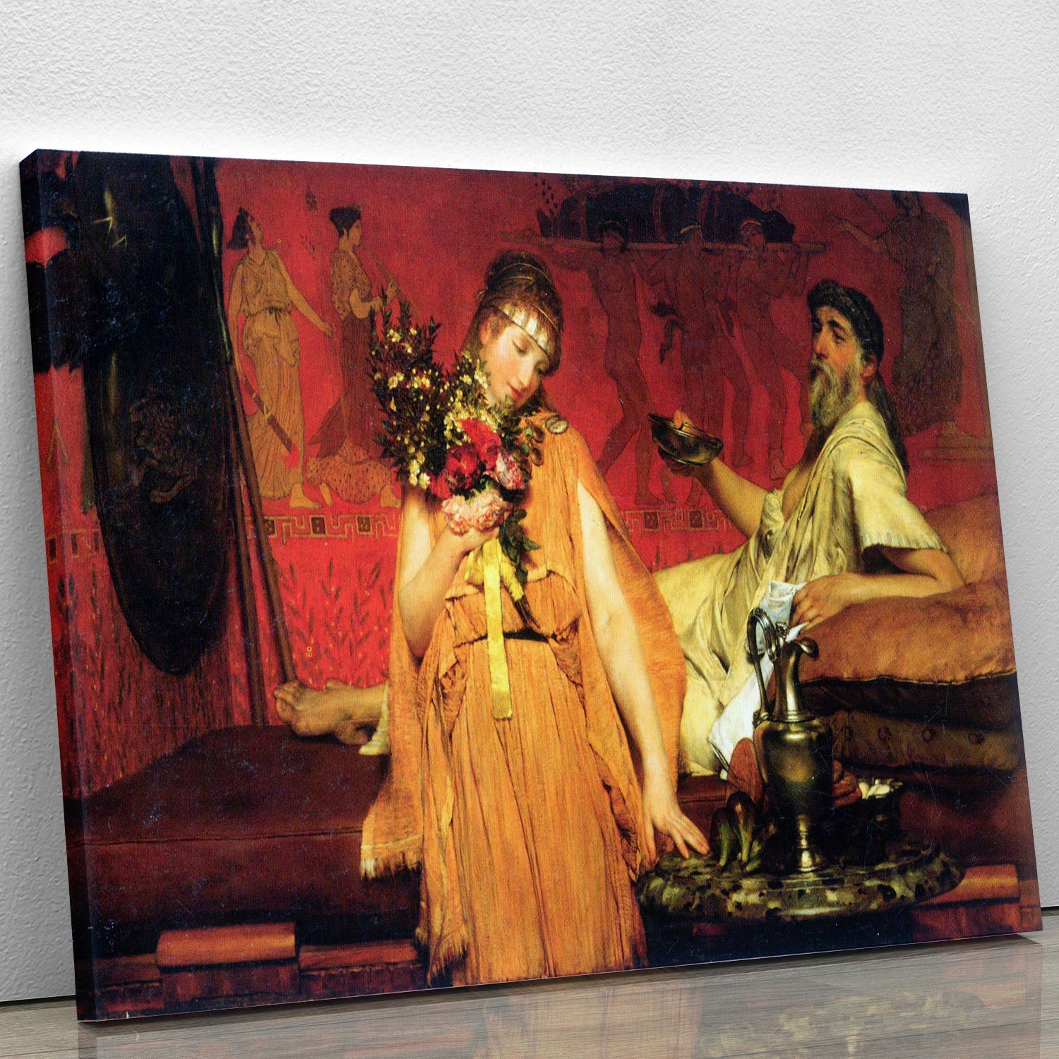 Canvas print or poster of 'In a State of Trepidation' by Alma Tadema, showcasing intricate details and vibrant colors.