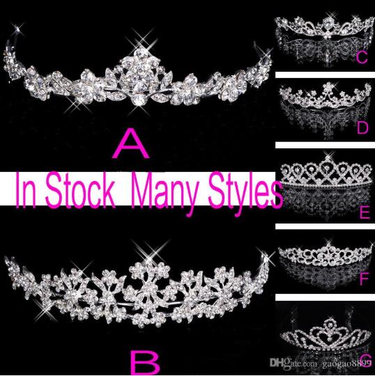 Elegant 2019 Rhinestone Crystal Wedding Party Prom Tiara with silver plated headband, adorned with sparkling rhinestones and crystals.