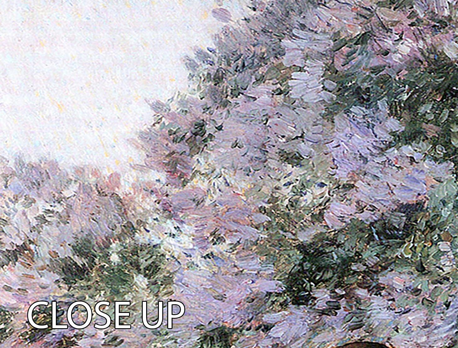 In the Garden by Hassam 3 Split Panel Canvas Print showcasing vibrant colors and elegant design, perfect for home decor.