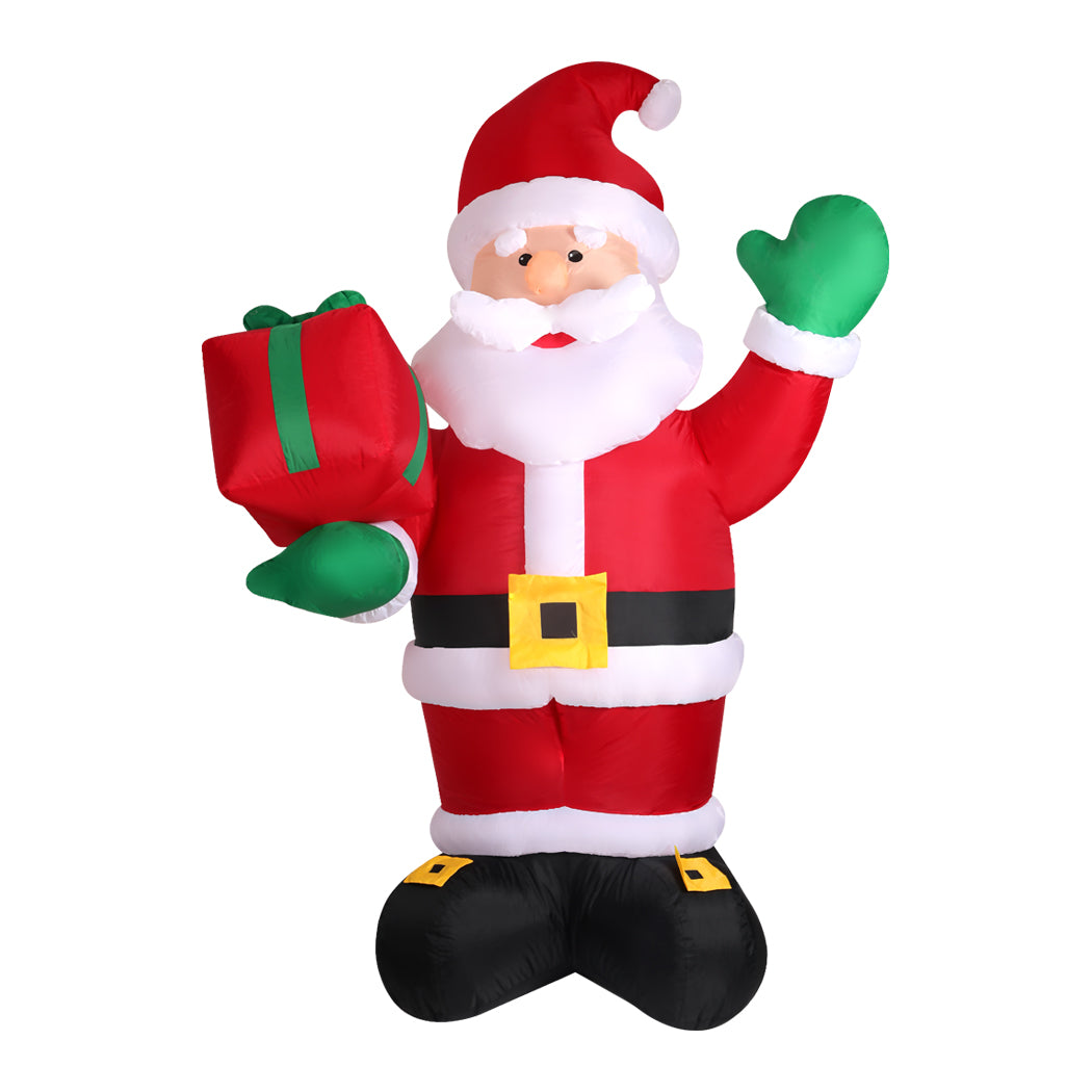 Inflatable Christmas Santa Snowman with LED lights, showcasing festive colors and cheerful design, perfect for holiday decoration.