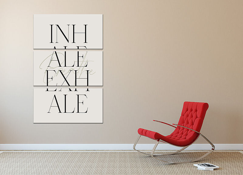 Inhale Exhale Breath 3 Split Panel Canvas Print showcasing three elegant panels with modern art design, perfect for home decor.