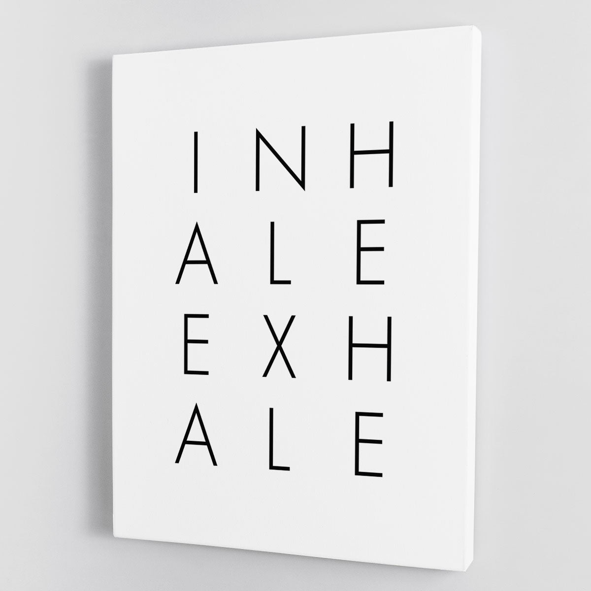 Inhale Exhale large canvas print featuring calming typography and modern design, perfect for home or office decor.