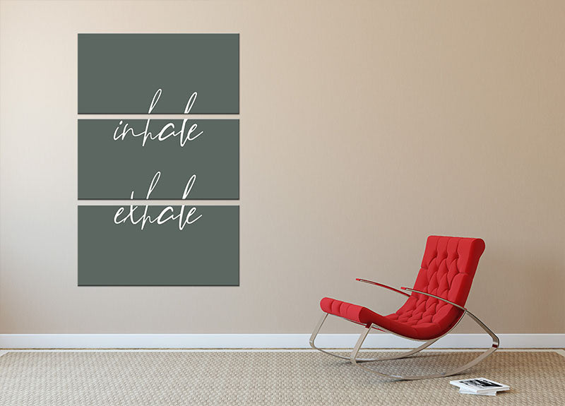 Inhale Exhale No2 3 Split Panel Canvas Print showcasing a modern art design with vibrant colors and elegant composition.