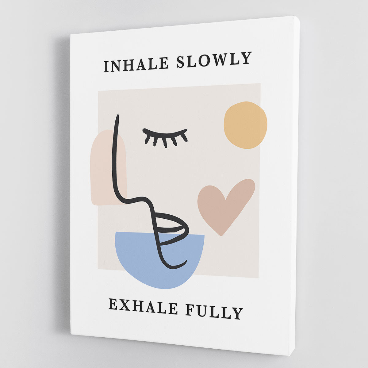 Inhale Slow Canvas Print featuring calming design and motivational text, perfect for home or office decor.