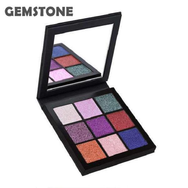 Ins Style Nine Colors Shiny Earth Metallic Portable Powder Eye Shadow disc showcasing nine vibrant metallic shades.