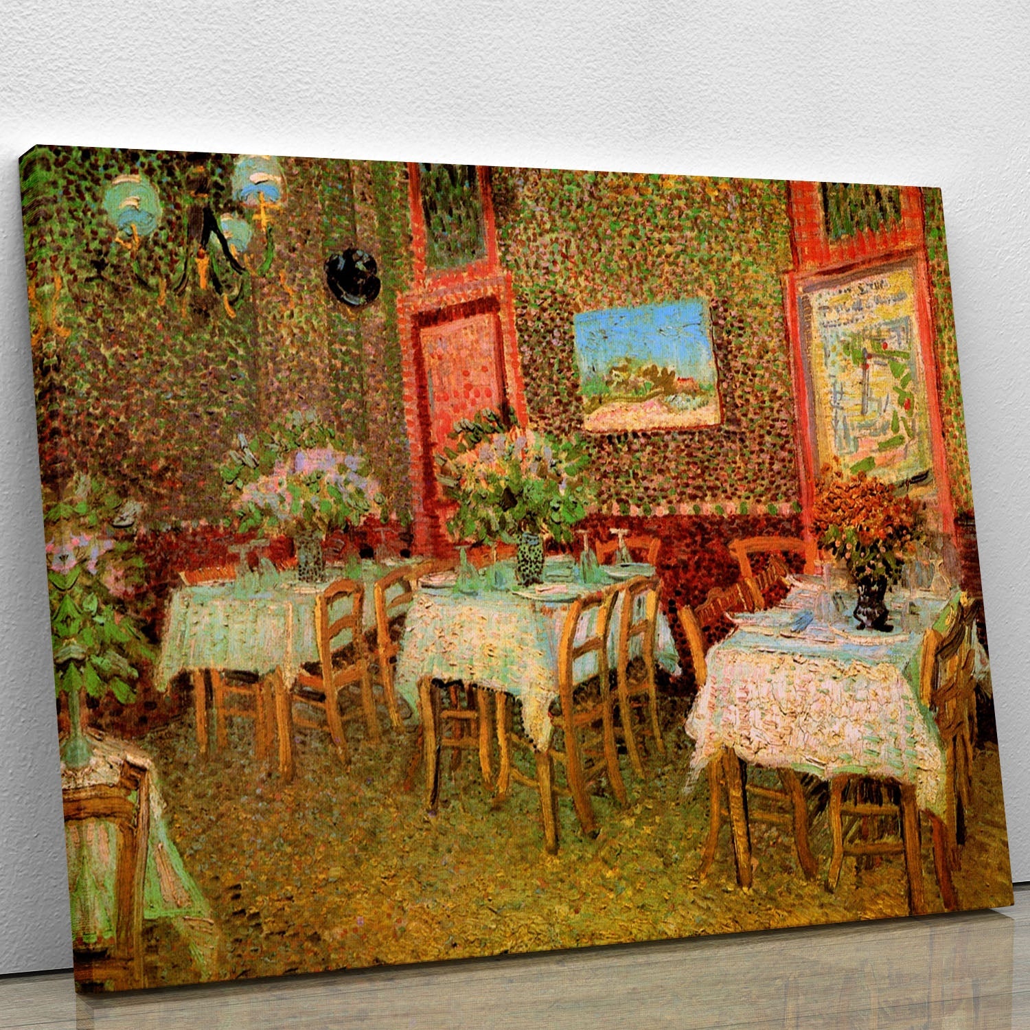 Canvas print or poster of Van Gogh's restaurant interior, showcasing vibrant colors and intricate details.