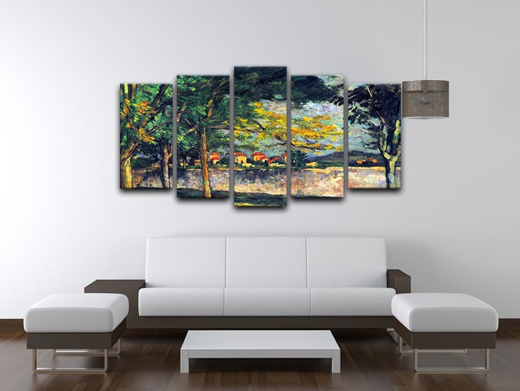 Into Street by Cezanne 5 Split Panel Canvas artwork featuring vibrant colors and dynamic design across five panels.