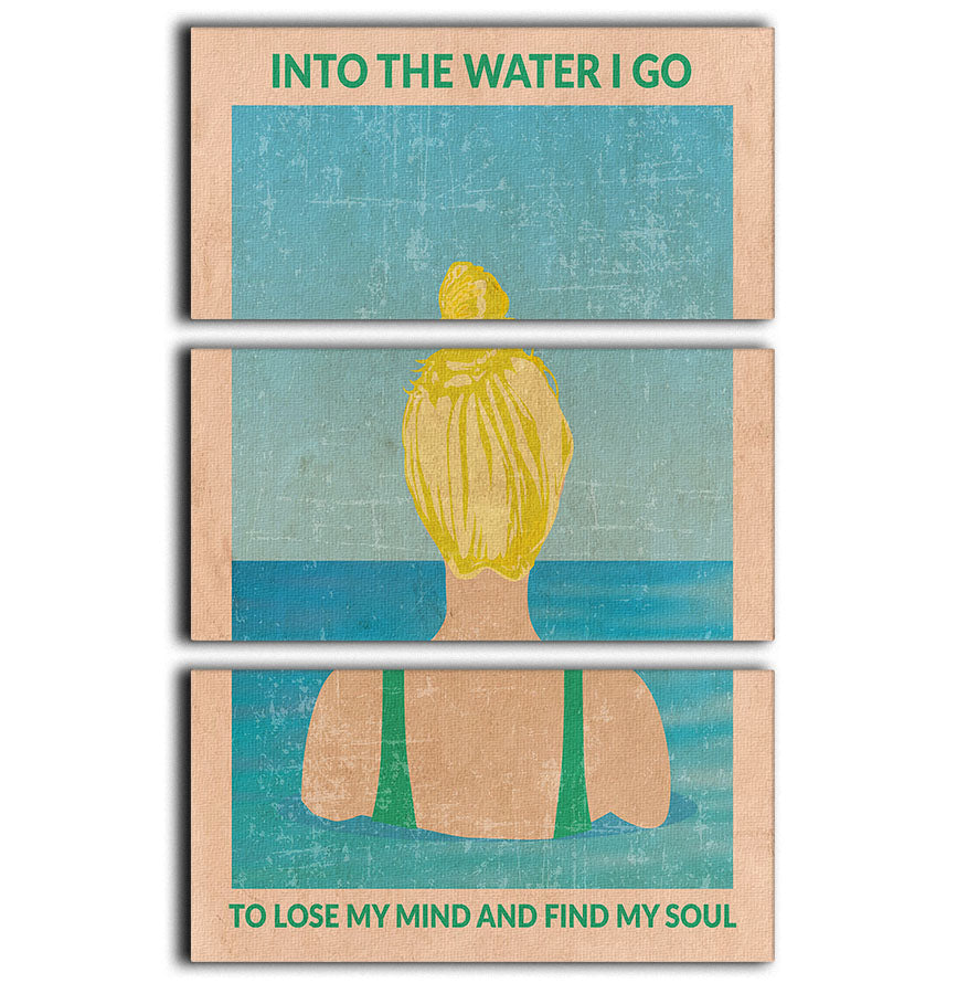 Into the Water blonde 3 Split Panel Canvas Print featuring three elegant panels with a serene water theme.